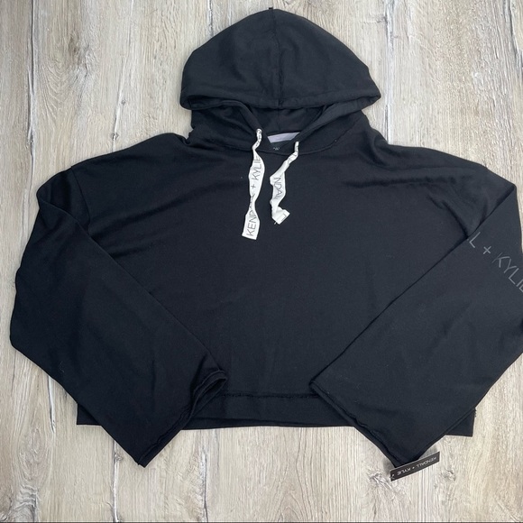 Kendal & Kylie Black Hooded Pullover Sweater Sz XL - Picture 9 of 10